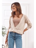 Kurzer Pullover mit durchbrochenem Webmuster, beige 3211020 – Online-Shop – Boutique